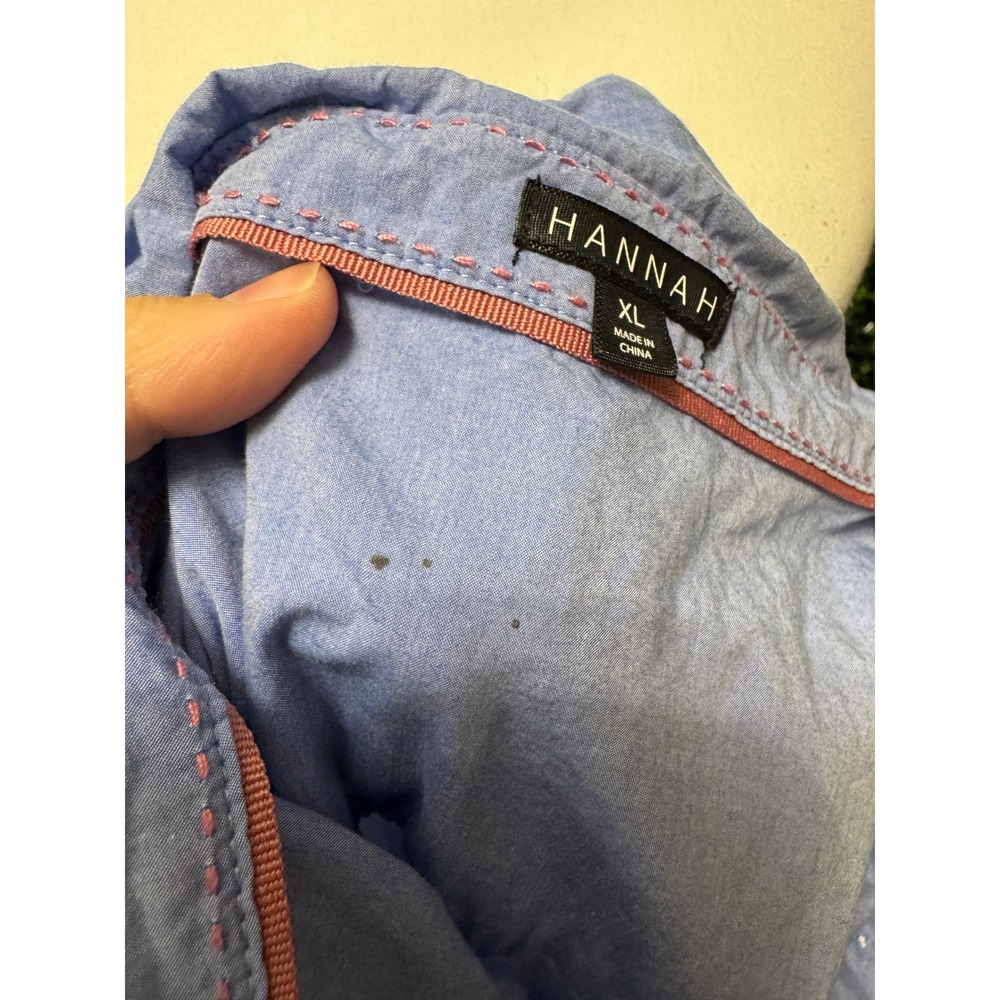 Hannah Blue Chambray Lace Trim Button Up Cottagecore Blouse XL‎ - Picture 8 of 8